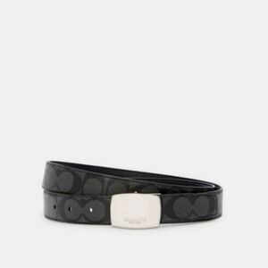 Coach Black Brown Leather Monogram Logo Mod Plaque Reversible Belt
